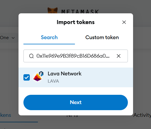 MetaMask interface with the Lava (Arbitrum) token contract being manually imported. pt2