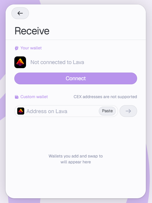 Squid Router step requesting connection to Leap or Keplr for Lava Mainnet, with MetaMask connected on the Arbitrum side.