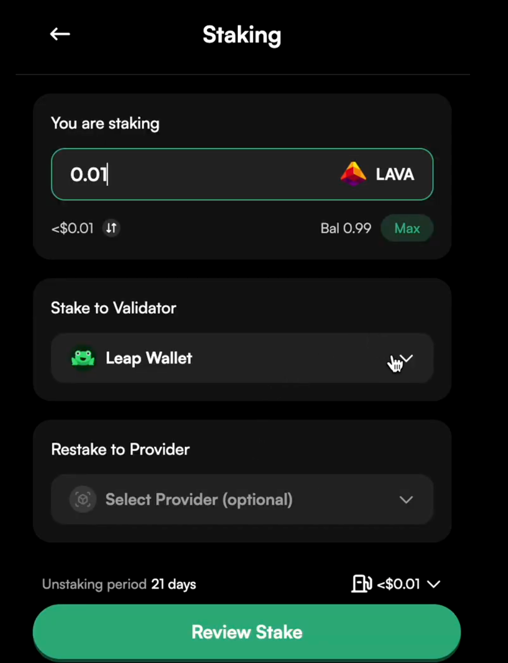 Leap Wallet Dashboard